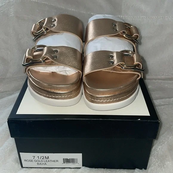 NWT J/SLIDES BAHA Rose Gold Leather Sandal - Picture 7 of 16